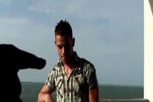 Brent Everett On Balcony With friend at Ice Gay Tube