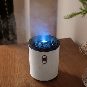 [Hot Item] 2025 Portable 3D Flame Volcano Air Diffuser 450ml Night Light USB Ultrasonic Jellyfish Scent Volcano Diffuser