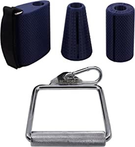 Three Interchangeable Arm Wrestling Handles: Eccentric, Conical, and Cylindrical with Stirrup Handle for Grip, Wrist and Forearm Strength Workout