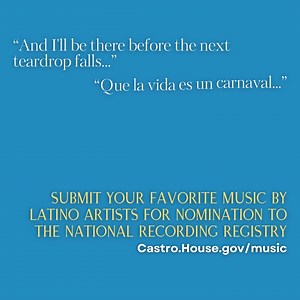 Today is the last day to submit your favorite songs albums by Latino artists for my nomination to The Library of Congress National Recording Registry! Visit Castro.House.gov/music or reply below - music must be at least 10 years old. | Congressman Joaquin Castro