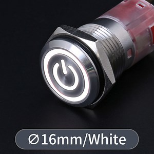 [Hot Item] China Hban IP67 16mm 1no1nc Ring LED Light Power Symbol 1non1c Momentary 5 Pin Metal Push Button Switch