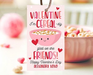 Editable Valentine Cereal Gift Tag, Cereal-sly Glad We Are Friends Tag, School Valentine Cards, MILK Cereal Tag, Printable, Instant Download - Etsy