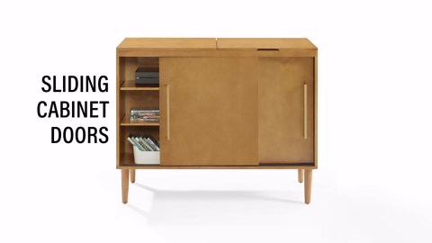 Crosley Furniture Everett Record Player Stand with Storage for Vinyl Records, Mahogany