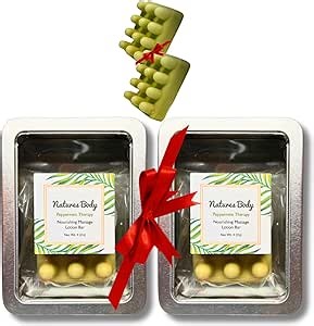 Peppermint And Eucalyptus Travel Size Lotion Bar With Massage Nubs | Soothe Neck, Back, Shoulder Muscle Tension | Natural Massage Tools For Body Aches | Back Massager, Neck Massager, Shoulder Massager