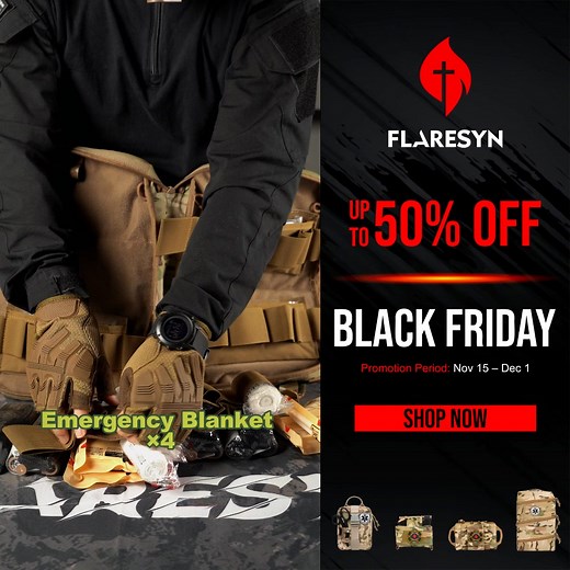 𝐁𝐥𝐚𝐜𝐤 𝐅𝐫𝐢𝐝𝐚𝐲 𝐒𝐚𝐥𝐞 𝐢𝐬 𝐋𝐢𝐯𝐞 𝐍𝐨𝐰! FlareSyn is committed to providing high-quality tactical medical gear for paramedics, law enforcement, first responders, and everyday heroes. Don’t miss out on exclusive Black Friday offers—gear up today! | Flaresynstore