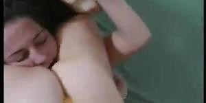 Stronger woman scissors and facesits opponent