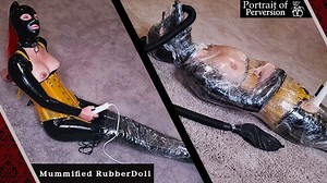 RubberDoll Gets Mummified & Made to Cum&colon; A Latex Loving Girl Wrapped in Plastic Cums on a Magic Wand