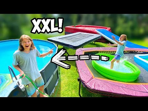 We are building a GIANT TRAMPOLINE WATER PARK PARKOUR!