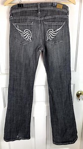 Seethrusoul Bootcut Denim Jeans W/ Angel Wing Embroidery on Pockets - Vintage - Etsy