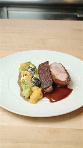 Barbacoa Maple Duck Breast Roasted Cauliflower / Onion Soubise Pine Nut / Orange Marmalade Tempranillo Sauce Available for a limited time on our Farm Menu! | THE RANCH Restaurant