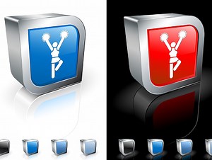 Cheerleader jumping mit pompons 3D Lizenzfreie Vektorgrafiken