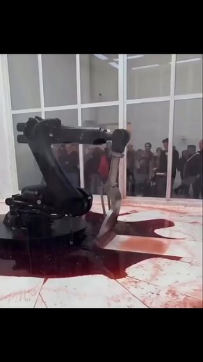 Can’t Help Myself by Sun Yuan and Peng Yu Placed behind clear acrylic walls, their robot has one specific duty, to contain a viscous, deep-red liquid within a predetermined area. When the sensors detect that the fluid has strayed too far, the arm frenetically shovels it back into place, leaving smudges on the ground and splashes on the surrounding walls. Love art? Love Earth? Follow me at Andy okay – Creating a better world through the power of art. Shop limited edition art drops from amazing ar