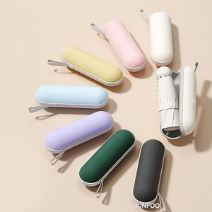[Hot Item] EVA Box Compact Small Portable Windproof Rainproof Sunscreen Vinyl Anti UV 5 Folding Mini Capsule Umbrella with Logo