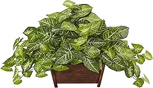Nearly Natural 6922 Nephthytis in Wood Planter, Green