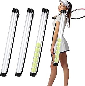3 Pcs Tennis Ball Pick up Tube with Shoulder Strap Retriever and Lightweight Ball Collector Tube for Tennis Balls Picker, Grabber, and Carrier (15 Tennis Balls)