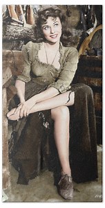 Paulette Goddard In a scene from The Unconquered. Colorized old photo Beach Towel by Dejan Travica