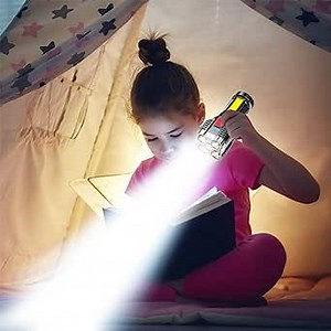 LED Handheld Flashlight, Rechargeable Spotlight Long Lasting Powerful Searchlight Plus Side Lantern, Home, Outdoor Camping, Dog Walking