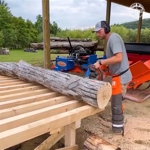 Increasing Efficiency With a Log Bucking Table #firewood #chainsaw #logsplitting #logs | Hometownacres