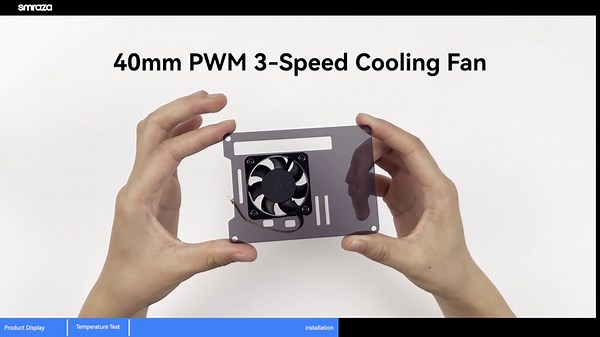 Smraza Case for Raspberry Pi 5 with Fan: 4Pin Cooling Fan 40MM & 4PCS Copper Heatsinks for Pi5 Model B 8GB 4GB，Support for Official Pi 5 Active Cooler(The Board for RPi 5 Not Included)