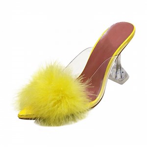 [Hot Item] Fashion Pointed Toe Clear PVC Transparent Heel Mules Slip on Women Shoes Ladies High Heels Dress Sandals