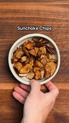 Thin-sliced sunchokes, garlic oil, smoked paprika. Baked golden and crisp. #shorts