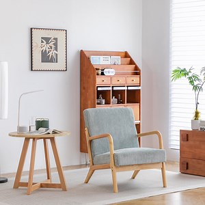 [Hot Item] MID-Century Modern Beige Accent Arm Chair Pillow Upholstery Solid Wood Frame Wing Back Home Office Dining Living Room Bedroom