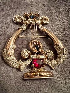 Antique Coro Craft Brooch| Lyre Harp Rhinestone Brooch Pin, Rare Vintage Jewelry - Etsy Canada