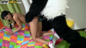 Sexy teen 18+ Lerok horny fun time with panda