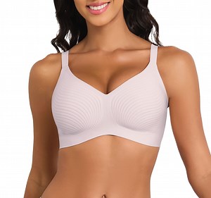 Daystry Womens Wireless Stripe Bras No Underwire Push Up Bra Comfort Seamless Supportive Full Coverage Everyday Bras without padding
