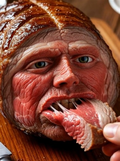 ローストビーフが自分をスライスしてガブリ🥩😱 肉の幸せカニバリズムホラー / Roast beef slicing & eating itself 🥩😱 Meaty happy cannibal horror lol #肉ホラー #RoastBeefCannibal #カニバリズム飯 #Funny #Shorts