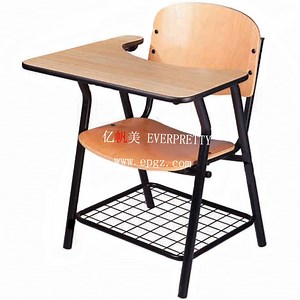 [Hot Item] Simple Wooden Surface Metal Stand Student Chair with Writing Table