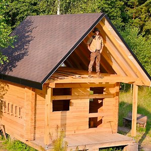 2.7M views · 63K reactions | Log Cabin in the Forest Alone, I Making Timber Frame Roof for my, Installing Roof Shingles. | Solo Bushcraft | Facebook