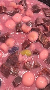 Binignit (Bilo-Bilo)❤️😋 Ingredients: 3 cups water or more 2 cans coconut milk or cream 400ml each can 2 cups glutinous rice flour 3/4 cup sugar 1 cup ube peeled and cubed 1 cup cassava peeled and cubed 1 cup sweet potato peeled and cubed 1 cup plantain bananas peeled and cubed 1 cup jackfruit 1 Cup cooked sago Prepare the sticky rice balls by adding 1 cup of water to 2 cups glutinous rice flour. Mix with a fork until it forms a dough. Scoop about half a spoon of the dough and form them into bal