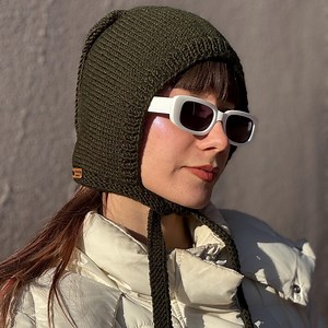 Olivgrüne Wollmischung Balaclava Mütze - Etsy.de