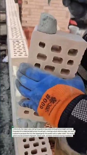 Perfect Brick Alignment Using String Line Guide #masonry #bricklaying #construction