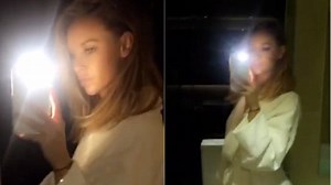 Lauren Pope cuts a stylish figure in skinny jeans and a neckerchief