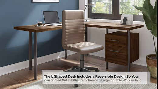 Bush Furniture Architect Small Computer Desk with Hutch in Modern Walnut