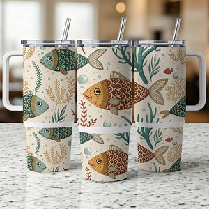 Emballage de verre design poisson coloré, emballage de verre 40 oz Ocean Life, gobelet poisson sous-marin, sticker gobelet thème marin, cadeau pour amateur de poisson - Etsy France