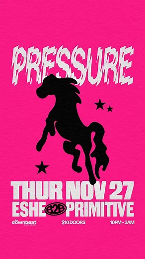 The Downbeat Presents: Pressure Thursdays Ft: @whothefuckiseshe B2B @primitivehustle 10pm-2am $10 at the door Pressure Thursdays at The Downbeat, featuring anything goes back to back 2 DJ lineups. The only rule is to keep it popping, genre flips are the name of the game. Keep it interesting, keep the dance floor locked, this is DJ culture and we’re here to make you dance. No set times. $10 at the door. We will let you know the lineup for the coming week each Friday with a new event page... | The