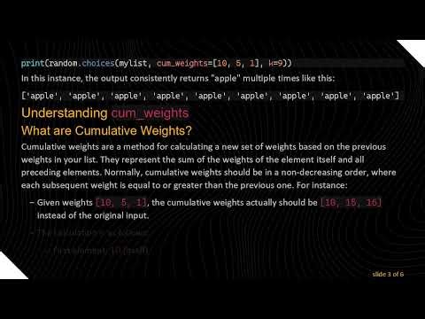 Understanding the random.choices Behavior with Cumulative Weights in Python