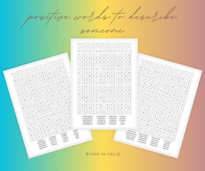 Positive Words Word Search Puzzle | Educational Activity (printable PDF) - Etsy UK