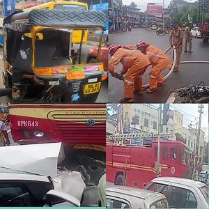 26K views · 386 reactions | കൊട്ടാരക്കര ട്രാഫിക്കിൽ കെഎസ്ആർടിസി ബസ്സും കാറും ഓട്ടോറിക്ഷയും തമ്മിൽ കൂട്ടിയിടിച്ചു. | Societyspotlight | Facebook