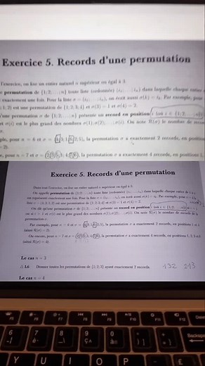 Tescia Epreuve 2A Maths Expertes Exercice 5 record d'une permutation #permutation #denombrement #entier #tescia #concours #terminale | AlgèBrille Pour Exceller en Maths