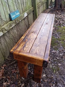 RUSTIC WOOD BENCH Honey Pine Stain Reclaimed Wooden Framed 14x60x18h Custom Sizes Colors Cabin Home Porch Decor Indoor Outdoor Use Unique - Etsy