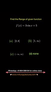 Find the Range of the given function #domain #range #calculus #math #mritunjaylectures #class11th #Grade11 #class12 #class12th #grade12 #class12thmaths #IITJEE #IITJEEPreparation | Mritunjay Lectures