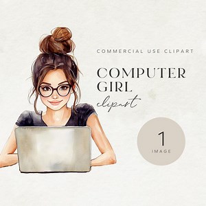 MacBook Girl Clipart | Commercial Use PNG (digital Download) - Etsy Australia