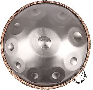 Steel Tongue Drum Handpan in D Minor 9 10 12 Notes Hand Pan Steel Tongue Drum Percussion Instrument Handpan Drum with Bag, Mallets (Color : Silver, Size : 10 Tones)