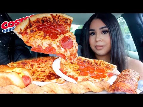 ASMR COSTCO FOOD COURT EATING HOT DOG, PIZZA & CHICKEN BAKE MUKBANG EATING SOUNDS