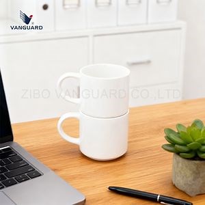 [Hot Item] High Quality Glazed Porcelain Stackable Coffee Mug White Custom Ceramic Mug