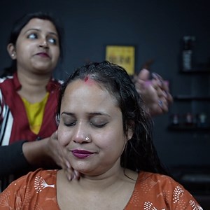 Female Long Hair Head Massage By Indian Lady Barber #relaxing #headmassage #oilmassage | Home ASMR clinic
